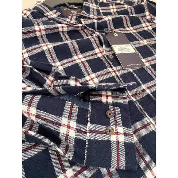 New Report Collection Men's Size S Navy & White Plaid Button-Up Flannel Shirt - Picture 8 of 12